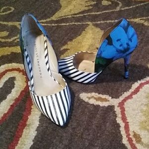 Stripe & Flower pattern heels
